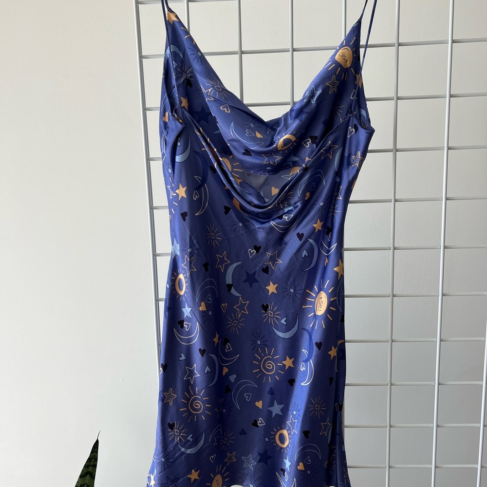 Zara silky dress with moon and star print size small